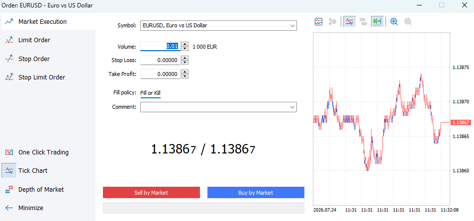 Set new order position size on MetaTrader 5